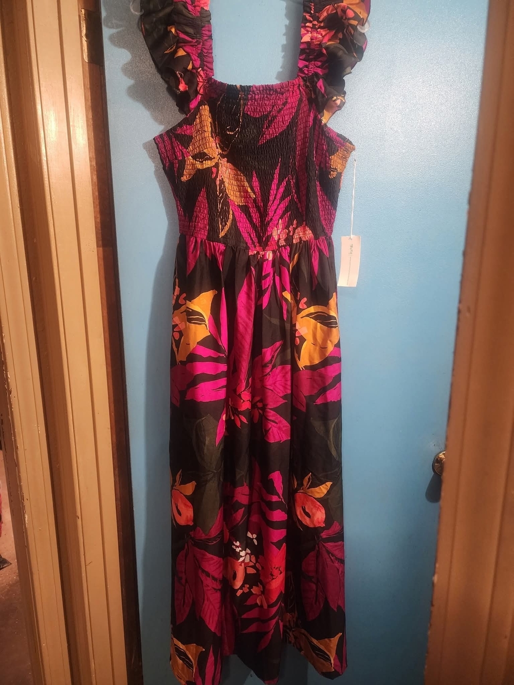 Truth Black Maxi Dress with Fuchsia and Mustard Floral Print